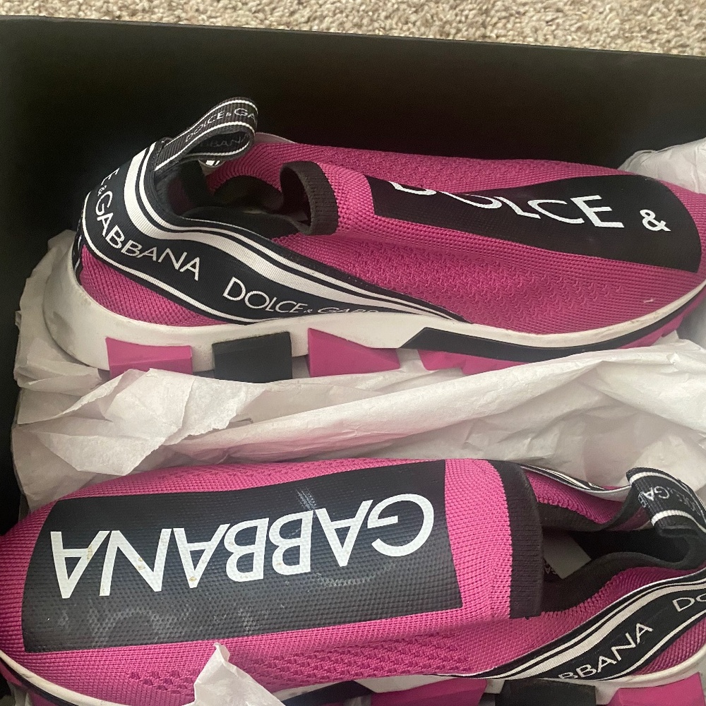 DOLCE & GABBANA Shoes Fuchsia White Slip On Sorrento Sneakers